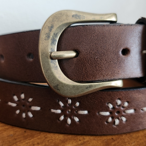 Genuine Leather Embroidered Belt Size L - Picture 2 of 14